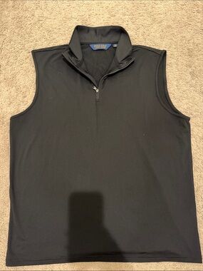 Polo Golf Men's Black Quarter-Zip Sleeveless Sweater Vest